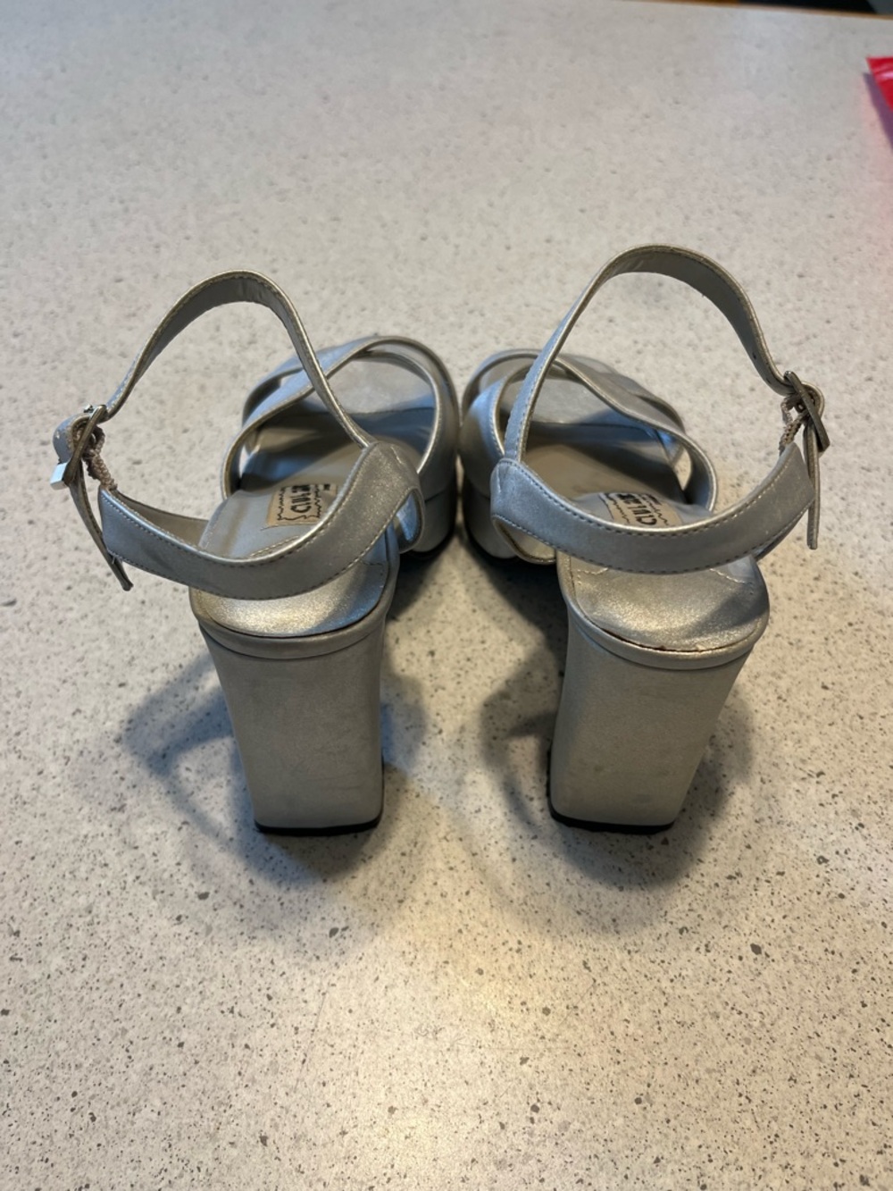 Vintage Club Zone Silver Platform Block Heel Sandals - Picture 7 of 9